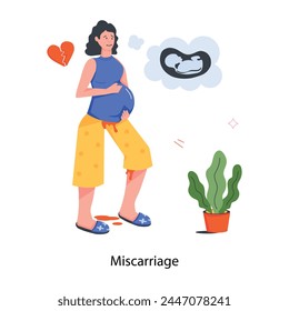 A flat character icon of miscarriage