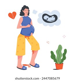 A flat character icon of miscarriage