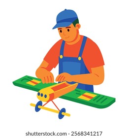 A flat character illustration of aircraft engineer