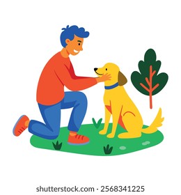 A flat character illustration of animal lover