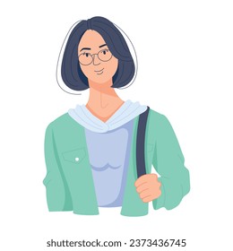 Flat character illustration of college student  