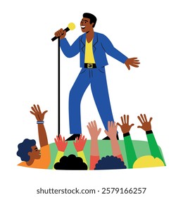 Flat character illustration of a concert singer