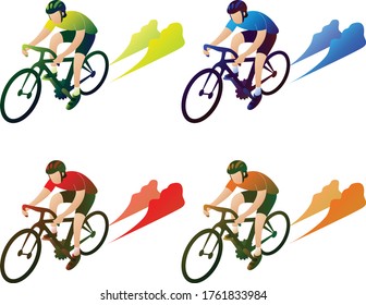 Flat character illustration of cyclists