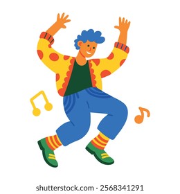 A flat character illustration of dancing boy
