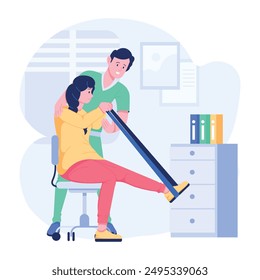 A flat character illustration depicting physiotherapy 