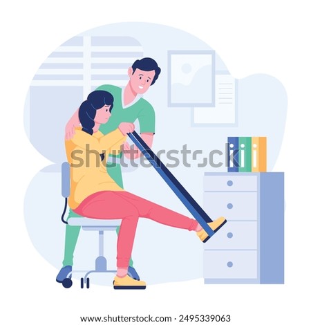 A flat character illustration depicting physiotherapy 