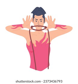 Flat character illustration depicting rhythmic rope dance 
