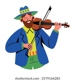 A flat character illustration of fiddle player