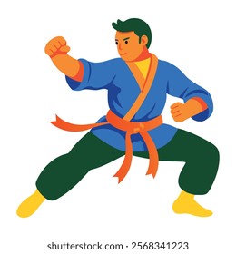 A flat character illustration of martial arts expert