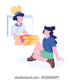 Una ilustración de carácter plano de la entrega de pedidos en línea 