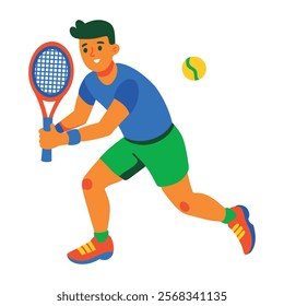 A flat character illustration of tennis player