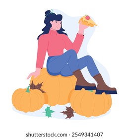 A flat character illustration of thanksgiving celebration  