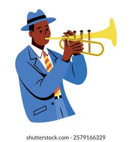 Flat character illustration of a trumpeter