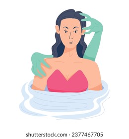 Flat character illustration of under spell woman 