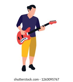 Flat character, male playing guitar