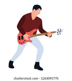 Flat character, male playing guitar
