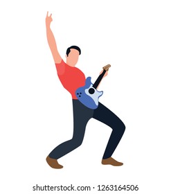 Flat character, male playing guitar