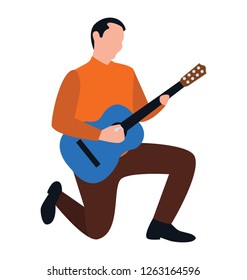 Flat character of  male rock star