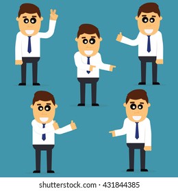 Flat character manager for use in design.Cartoon man with gestures .