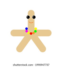 flat character on the sea with sea accessories simple series of illustrations on the sea man in beads