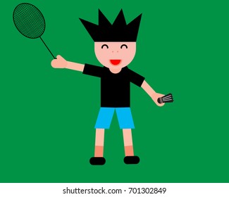 Flat Character people badminton