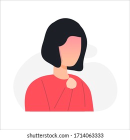 Flat character people woman shortness breath showing COVID-19 Coronavirus symptoms. Suitable for all needs, such as website design, brochures, banners, and mobile apps