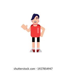 Flat character say hello illustration