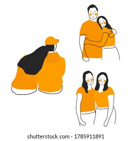 Flat character set, great design for any purposes. Isolated vector illustration. Fashion concept. Cute cartoon people.