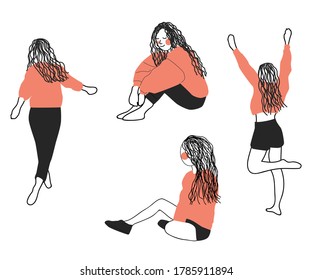 Flat character set, great design for any purposes. Isolated vector illustration. Fashion concept. Cute cartoon people.