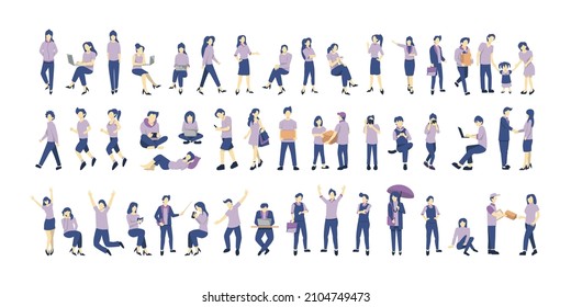 flat character set vector illustration design