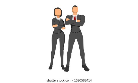 flat character vector worker neat clothes. work team character template without background. male and female character set. separate layer promotional brochure character template. office cover. eps10