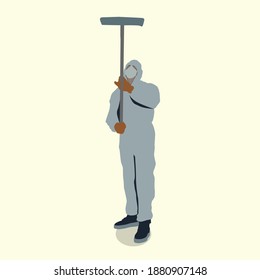 flat character wearing personal protection equipment