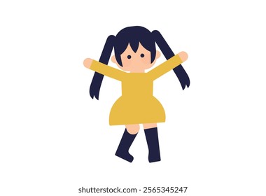 Flat character of woman with twin-tail hair | Pop Cute Clipart ( Vector People Web graphics Deformation Simple )