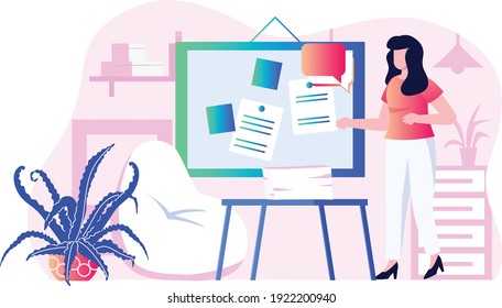 flat character working person using a laptop for decoration