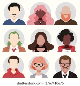Flat characters avatar for webpage, mobile app ui/ux projects