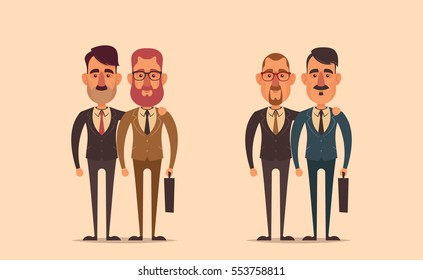 Flat Characters - Business Partners. Vector Illustration