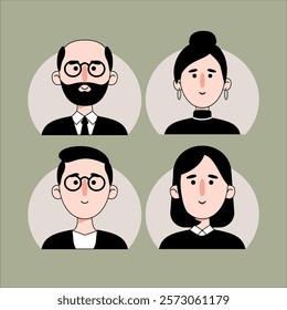 Flat Characters of Businessman and woman avatars set