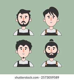 Flat Characters of cute coffee Barista with apron vector