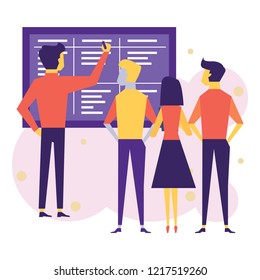 Flat characters in isolated vector illustration. Planning and time management concept with people organizing working process.