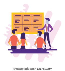 Flat characters in isolated vector illustration. Planning and time management concept with people organizing working process.