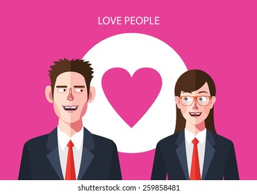 Flat characters of love people concept illustrations