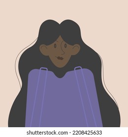 Flat charactor avatar black lady 