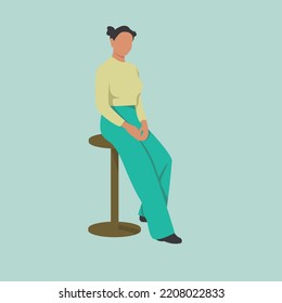 Flat charactor design sitting woman