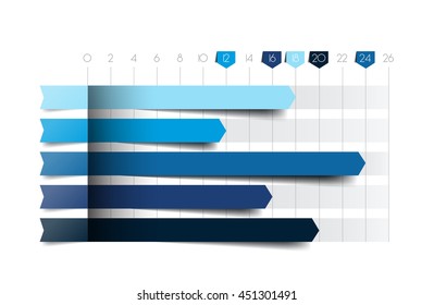 Flat chart, graph. Blue color. Infographics business elements.