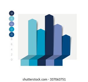 Flat chart, graph with shadows effect. Simply color editable. Infographics elements.