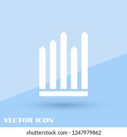 Flat chart, graph. Simply white color. Infographics elements.