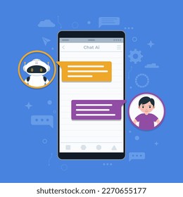 Flat Chat Ai Background illustration Concept