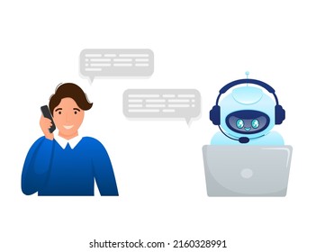 Flat chat bot for web design. Flat isometric vector illustration. Artificial intelligence