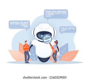Flat chat bot for web design. Flat isometric vector illustration. Artificial intelligence