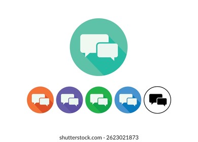 Colección plana de los iconos de la burbuja del chat, iconos del chat de la burbuja del discurso, iconos del vector del chat del mensaje